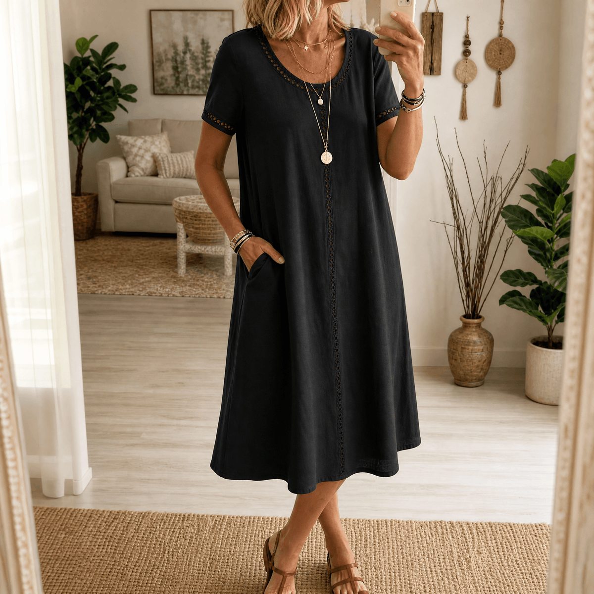 Lunavia | Eyelet Linen Midi Dress