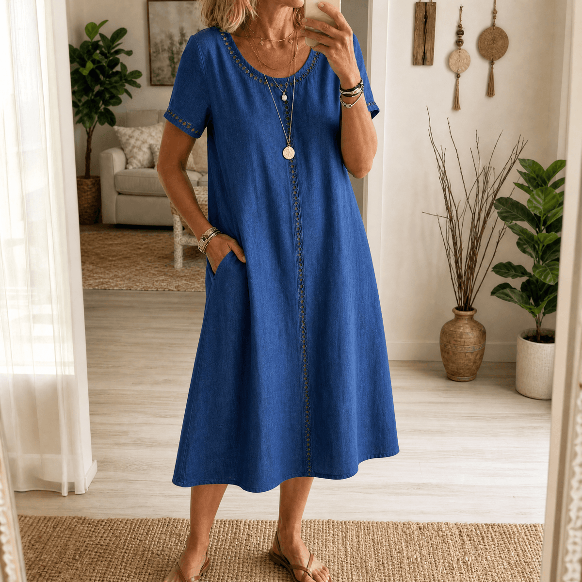 Lunavia | Eyelet Linen Midi Dress