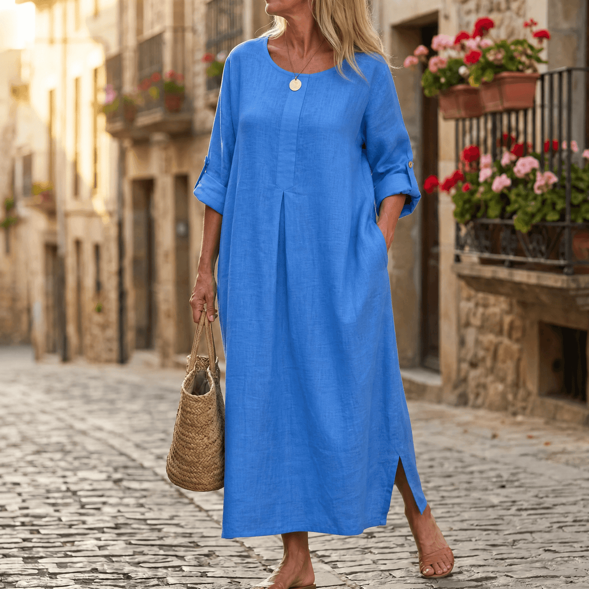 Lunavia | Flowy Linen Maxi Dress