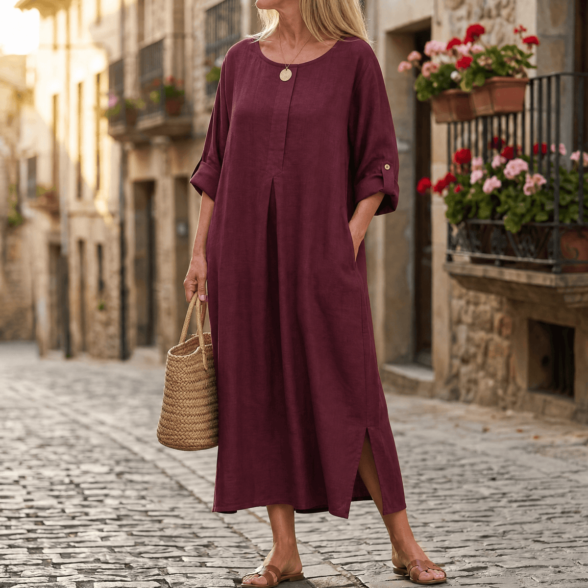 Lunavia | Flowy Linen Maxi Dress