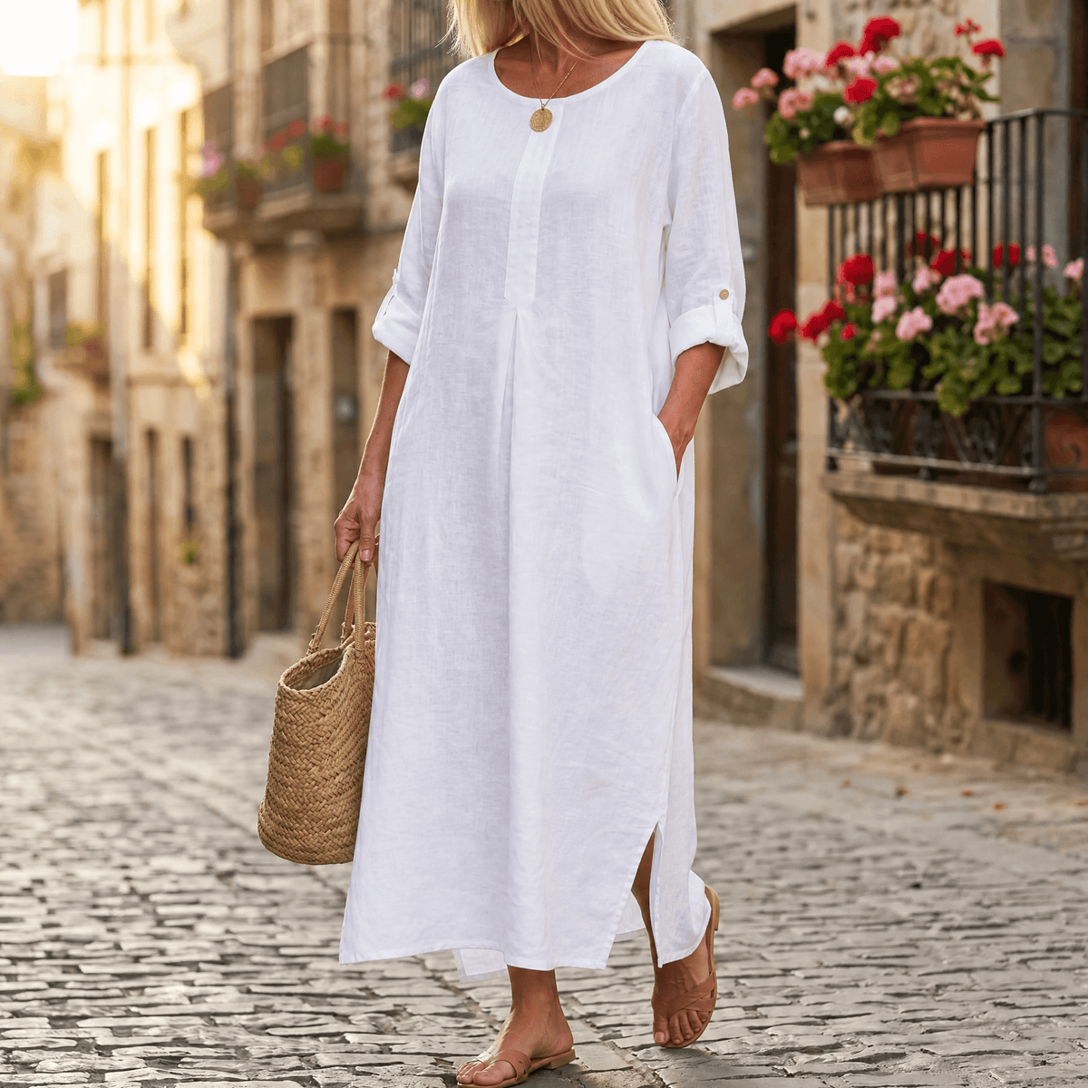 Lunavia | Flowy Linen Maxi Dress