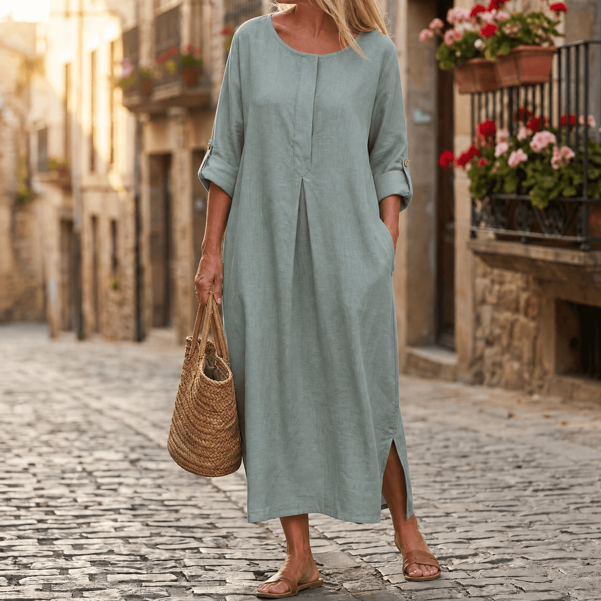 Lunavia | Flowy Linen Maxi Dress