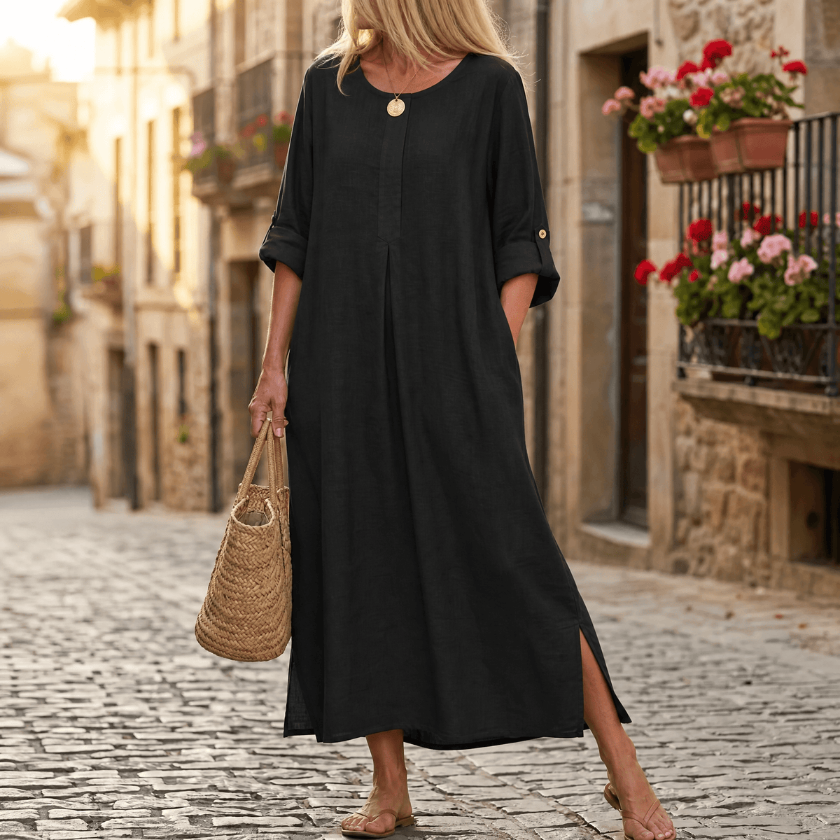 Lunavia | Flowy Linen Maxi Dress