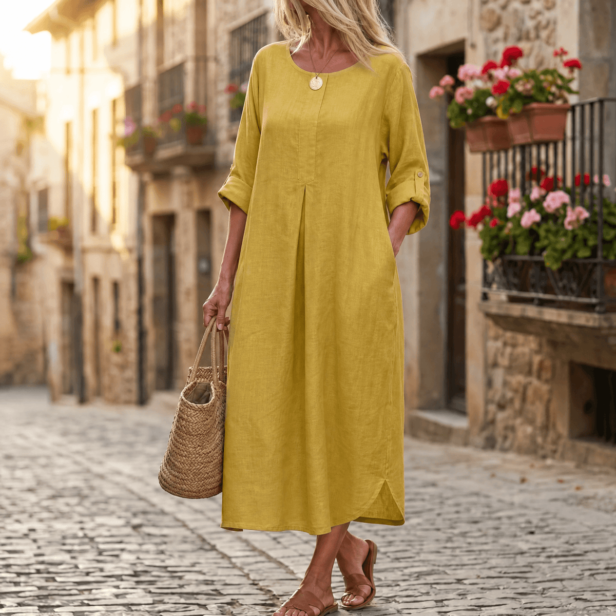 Lunavia | Flowy Linen Maxi Dress