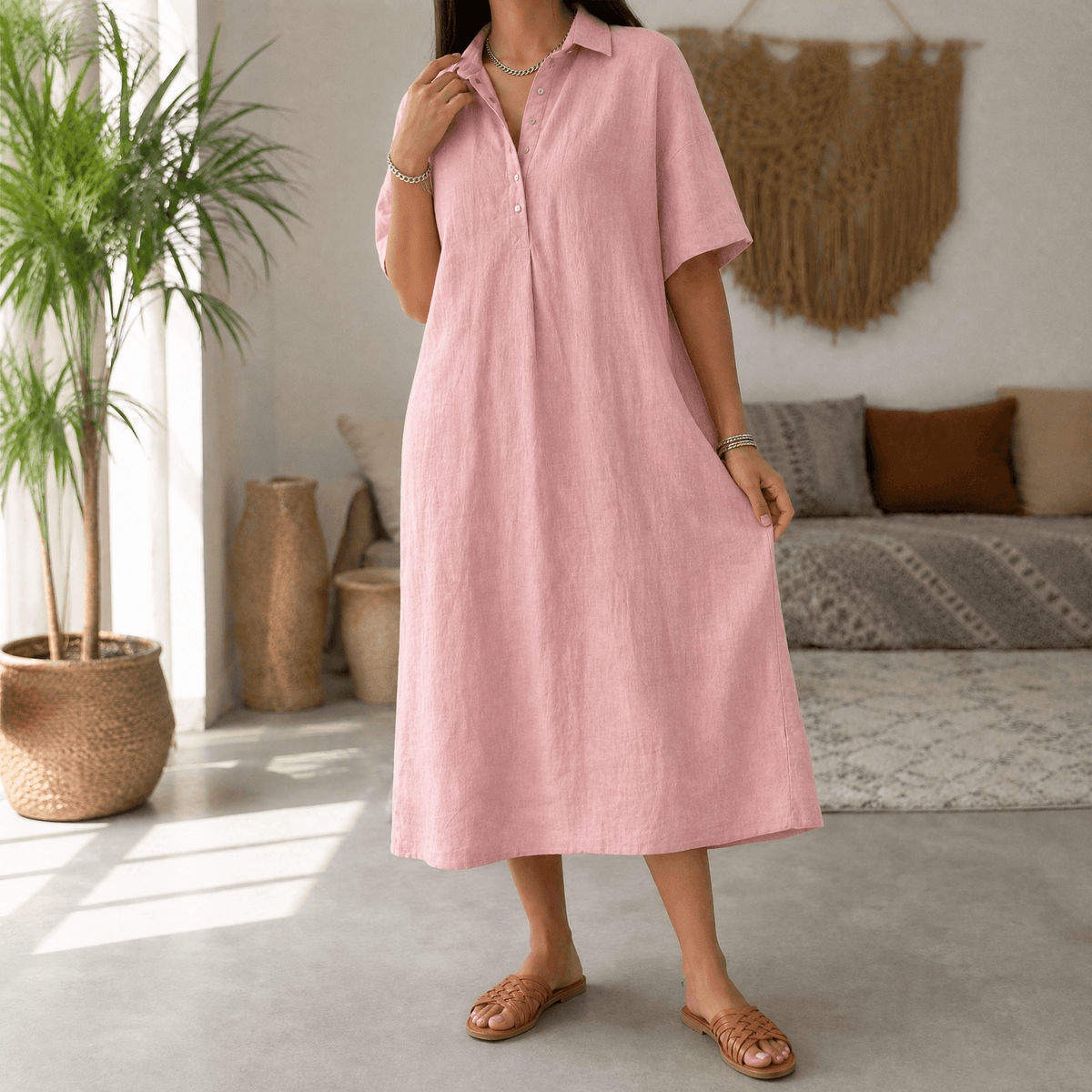 Lunavia | Linen Polo Midi Dress