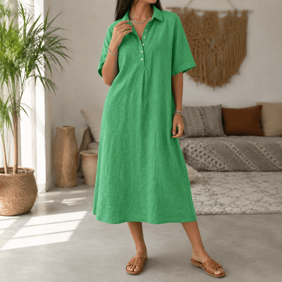 Lunavia | Linen Polo Midi Dress