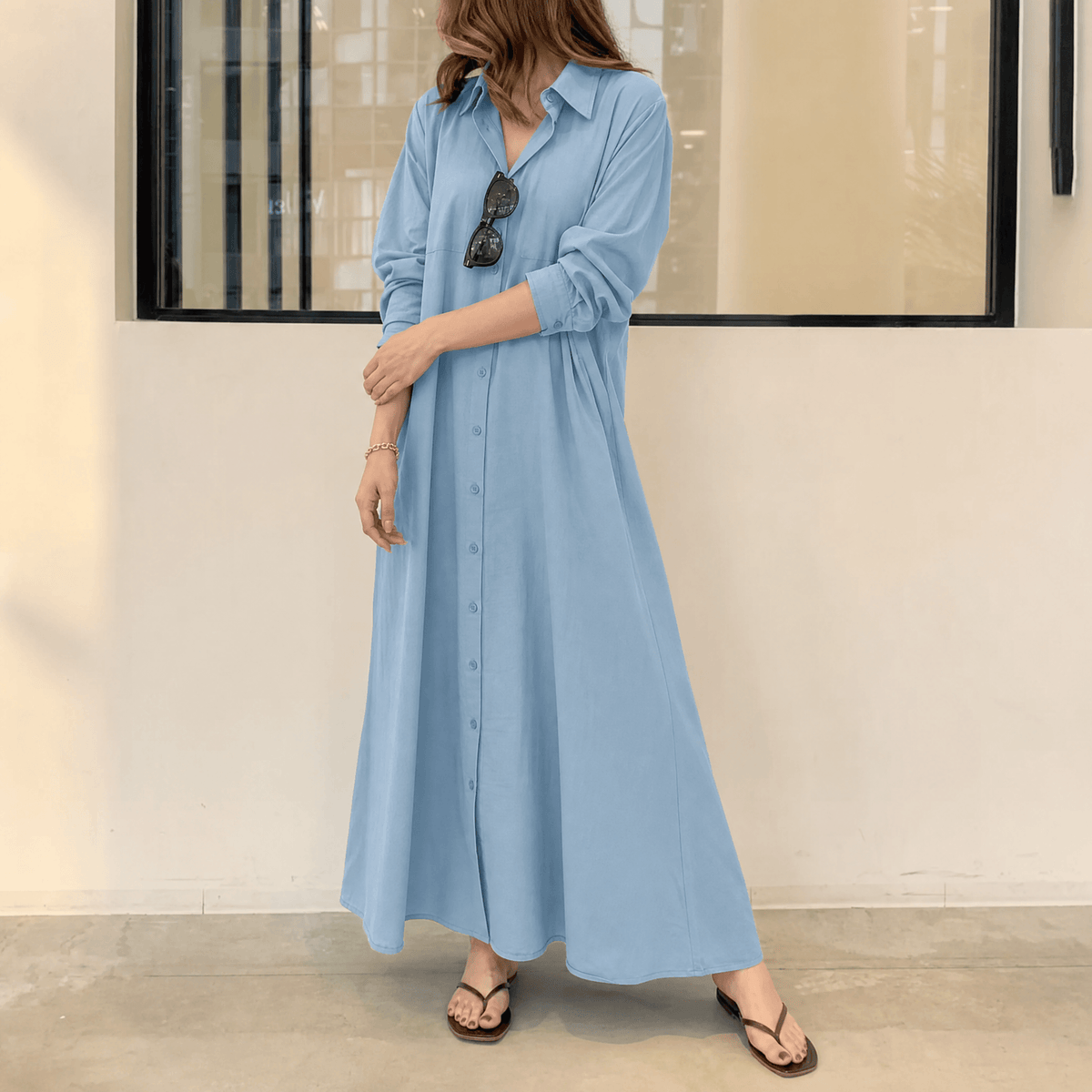 Marivelle | Draped Maxi Shirt Dress