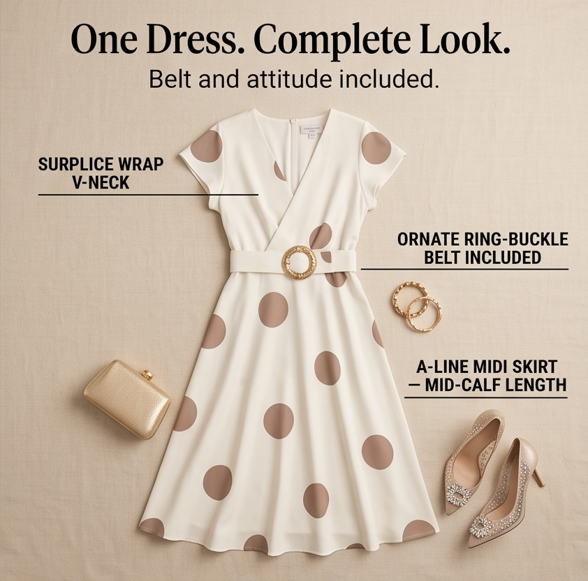 Marlowe | Belted Polka Dot Midi Dress