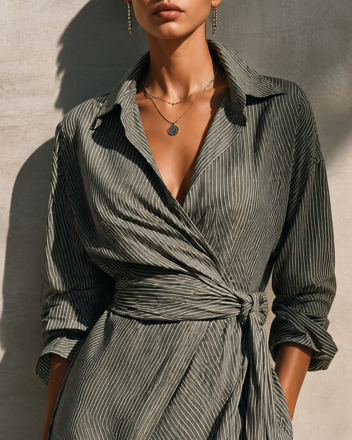 Blessie | Striped Wrap Maxi Dress
