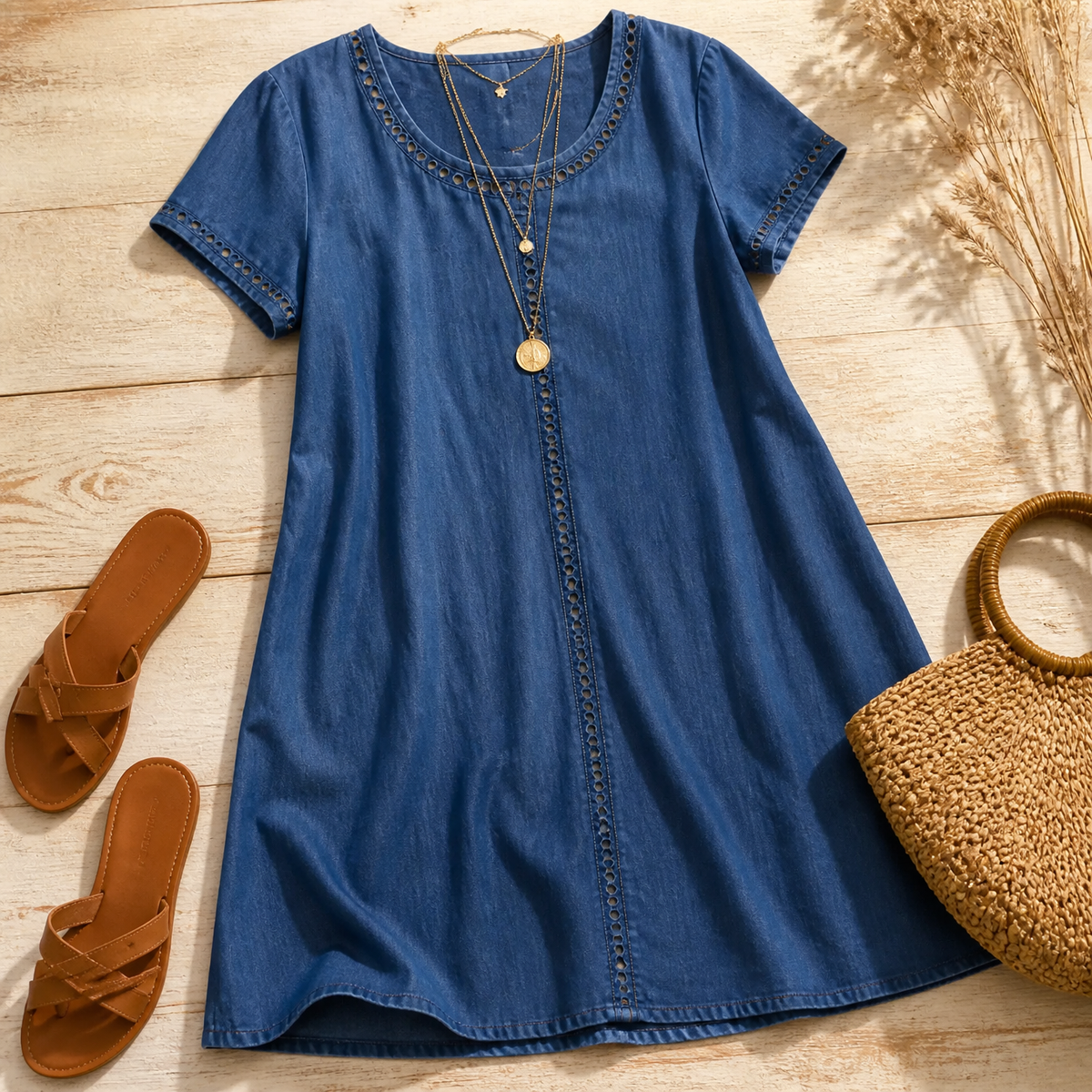 Lunavia | Eyelet Linen Midi Dress
