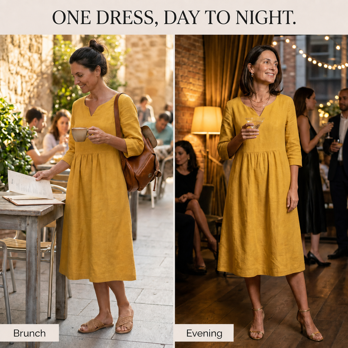 Solenne | Relaxed V-Neck Midi Dress