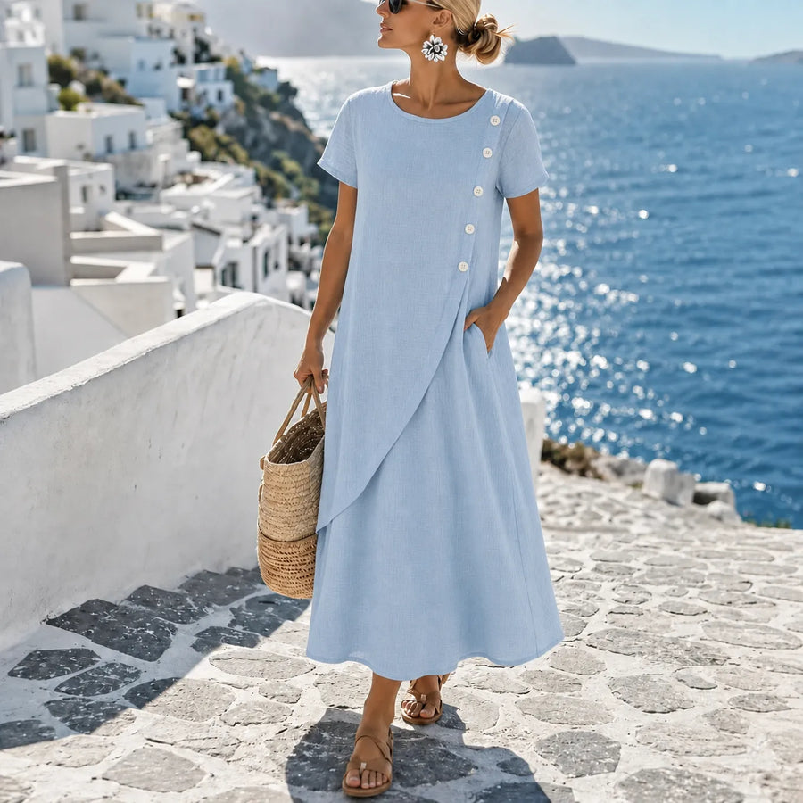 Sumlor | Asymmetric Button Midi Dress
