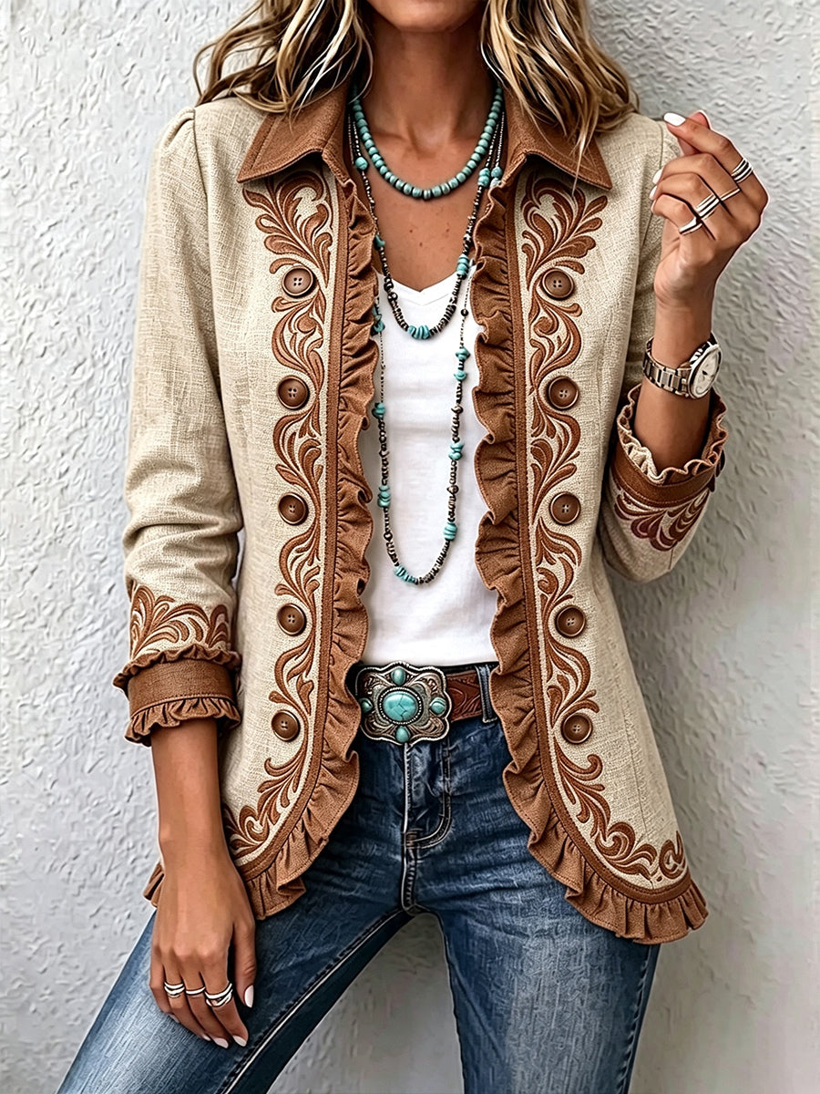 Dawn | Vintage Floral Ruffled Jacket