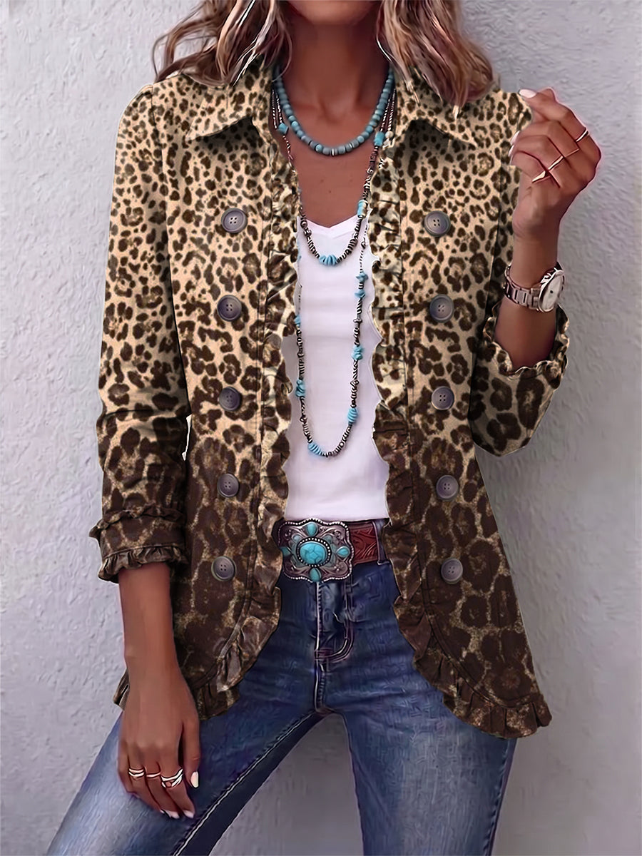 Sienna | Leopard Print Ruffled Jacket