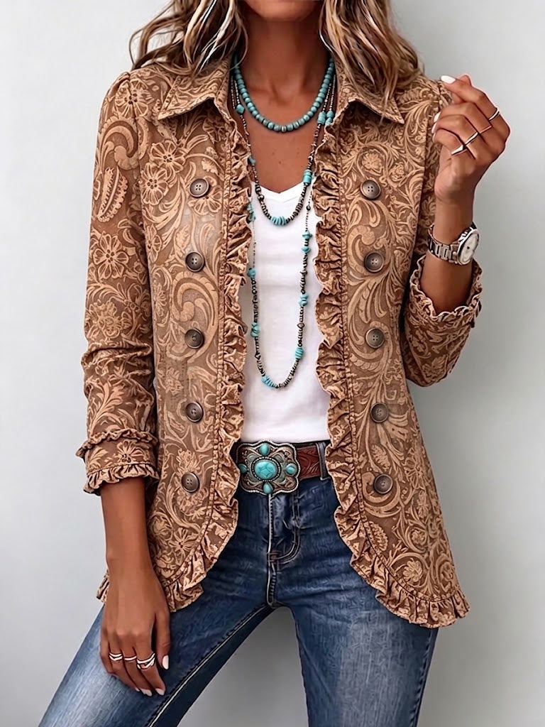 Vyclara | Floral Ruffled Jacket