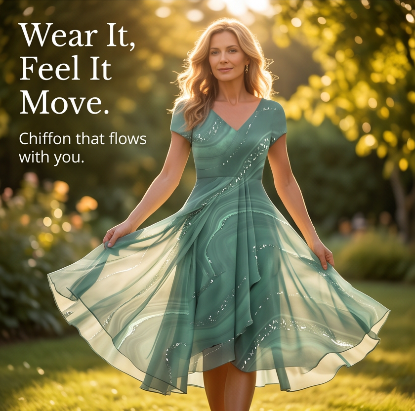 Ophelia | Marbled Chiffon Midi Dress