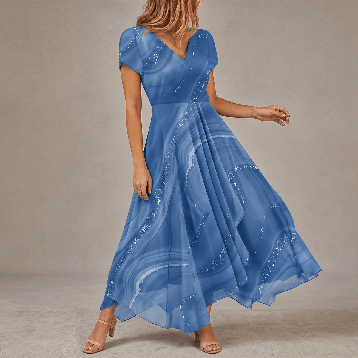 Osyla | Marbled Chiffon Midi Dress