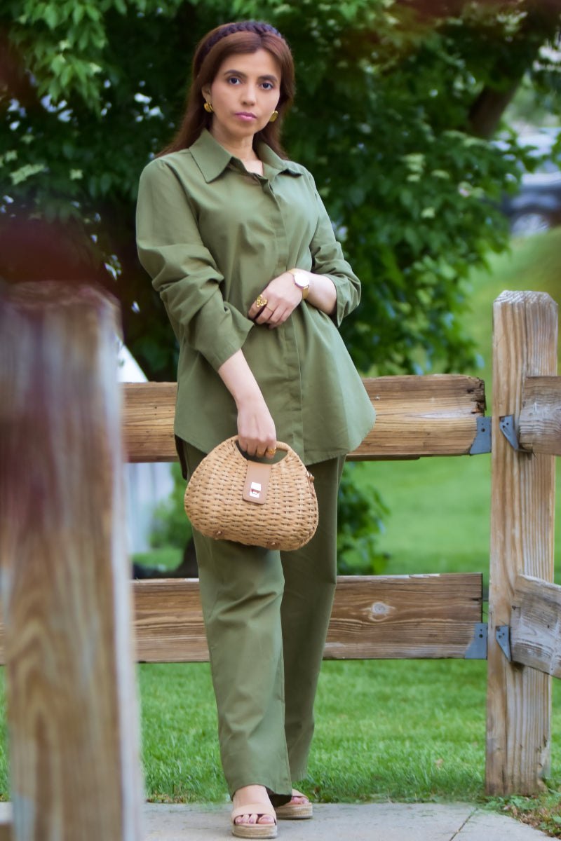 Adelaide™ – Oversized Cotton Shirt & Wide-Leg Pants Co-Ord Set