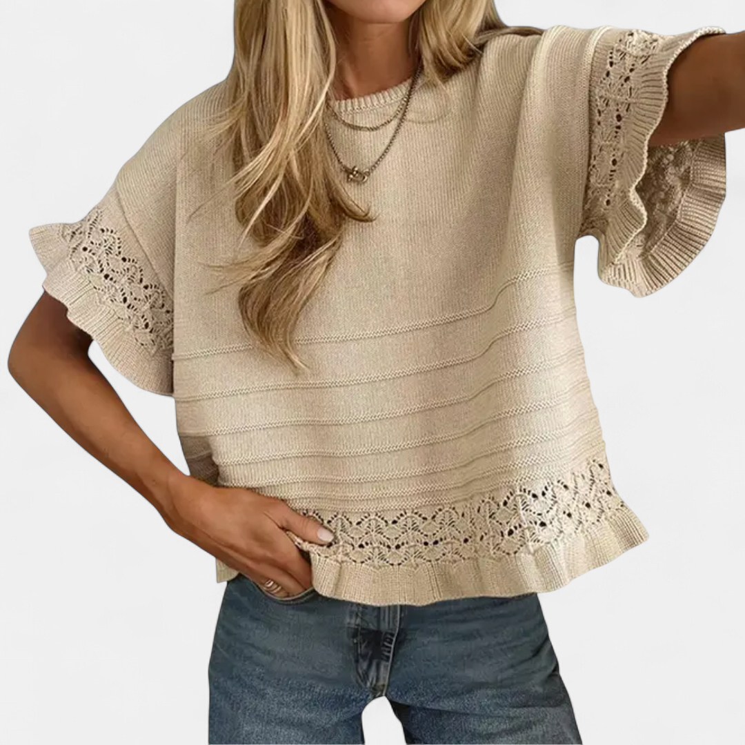 Hazel | Ruffled-Hem Knit Top