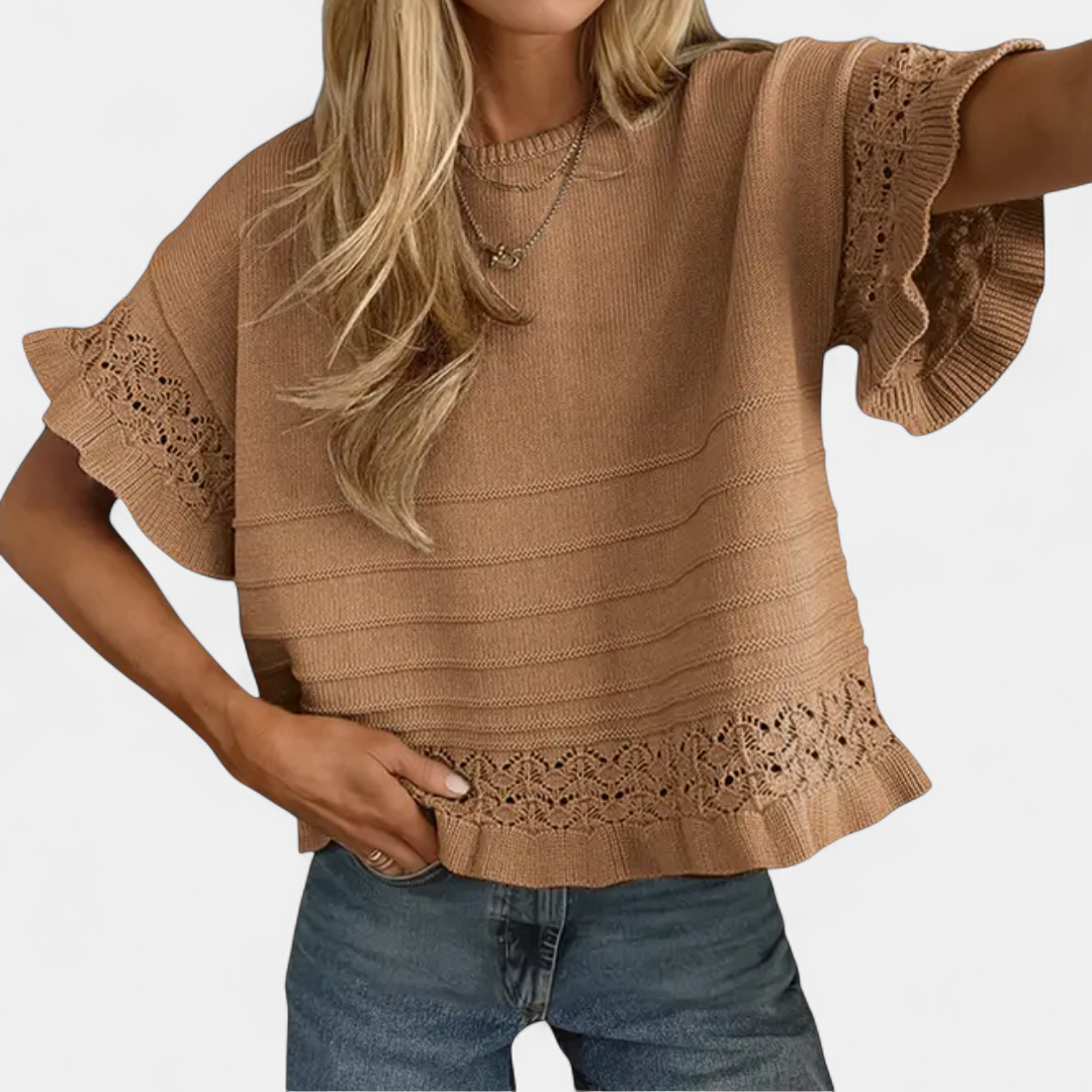 Hazel | Ruffled-Hem Knit Top