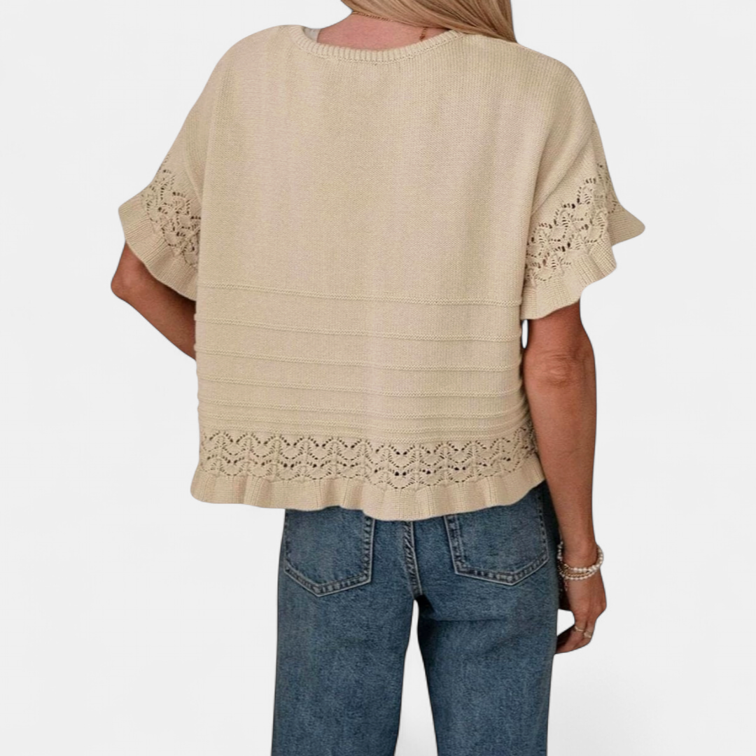 Hazel | Ruffled-Hem Knit Top