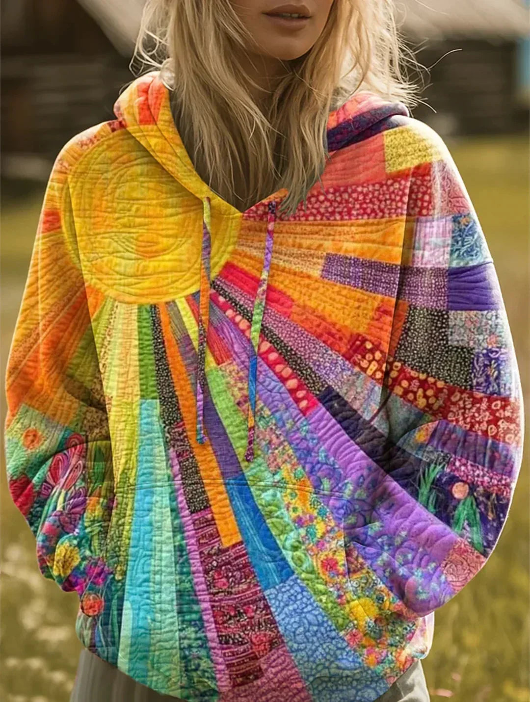 Dawnella | Patchwork Sunburst Hoodie
