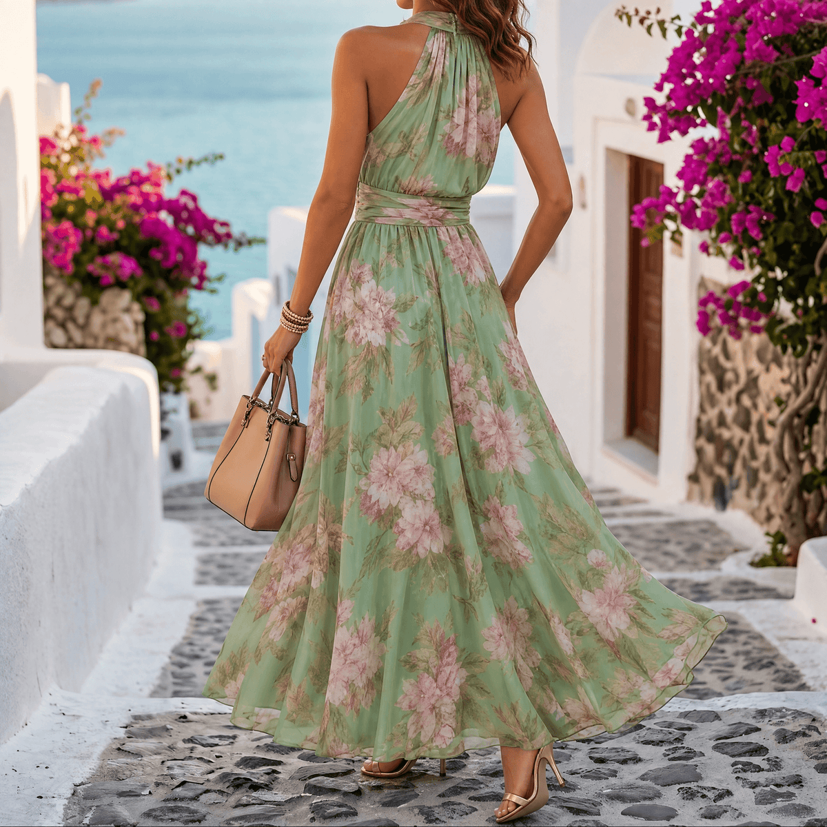 Rosalie | Halter Floral Maxi Dress
