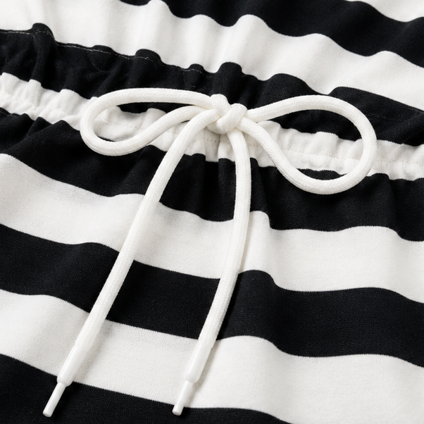 Sereva | Striped Drawstring Midi Dress