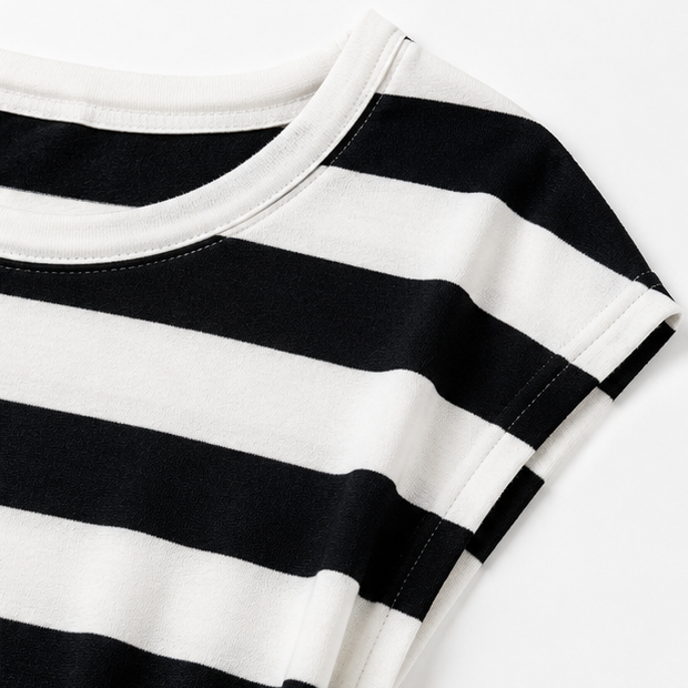 Sereva | Striped Drawstring Midi Dress