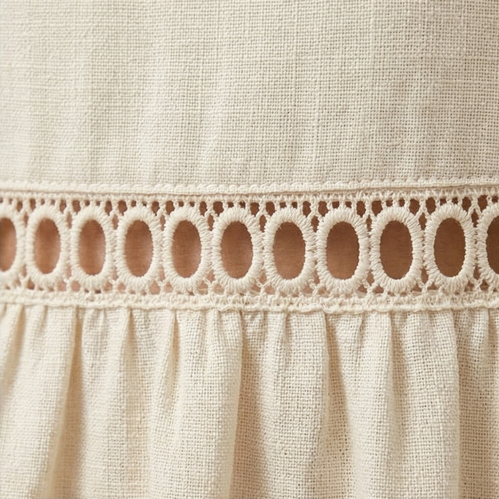 Solenne | Lace Cotton Linen Midi Dress