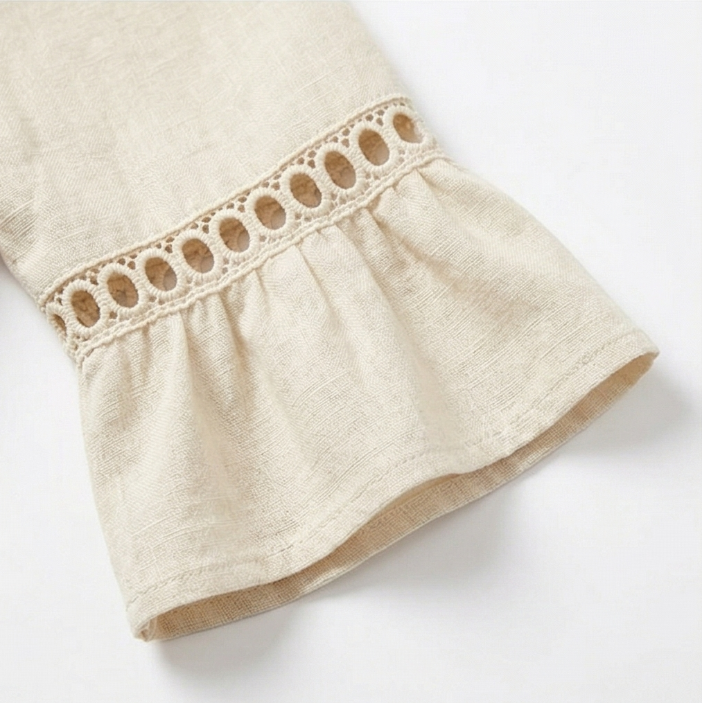 Solenne | Lace Cotton Linen Midi Dress