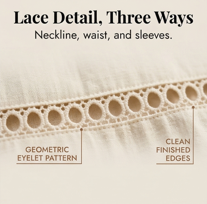 Solenne | Lace Cotton Linen Midi Dress