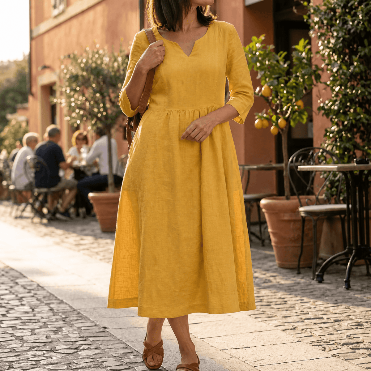 Solenne | Relaxed V-Neck Midi Dress