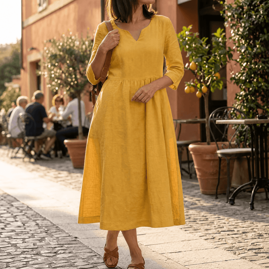 Solenne | Relaxed V-Neck Midi Dress