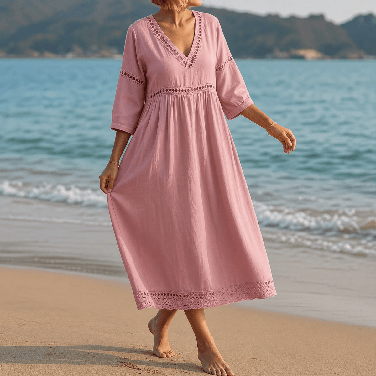 Solmera | Crochet Trim Midi Dress