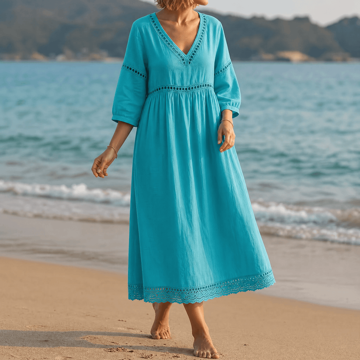 Solmera | Crochet Trim Midi Dress