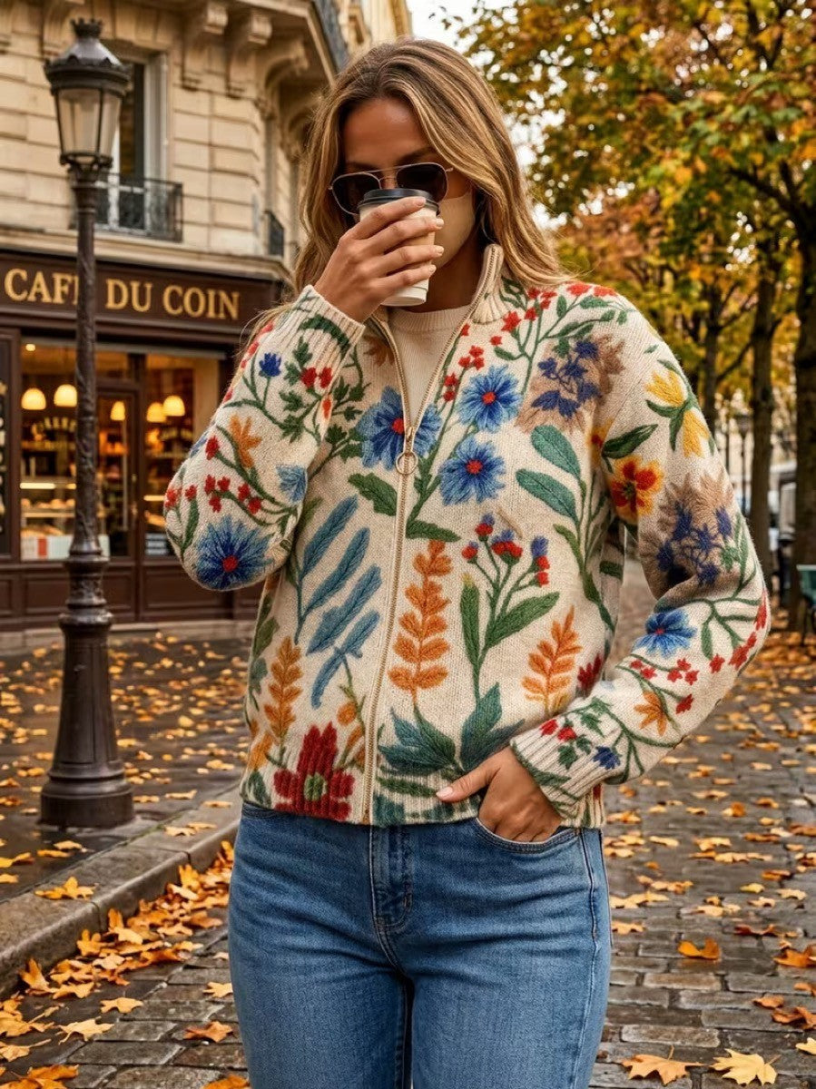 Tabitha | Botanical Zip Cardigan