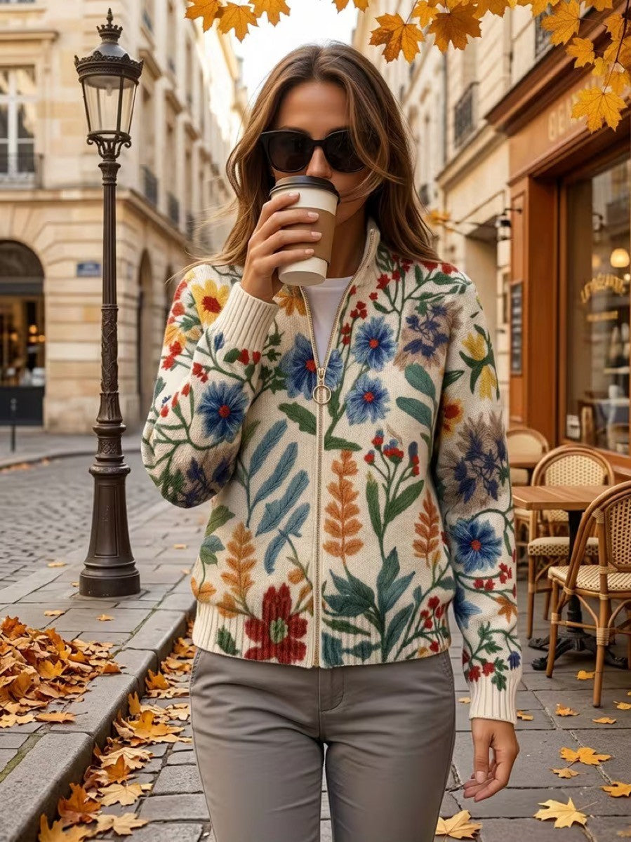 Tabitha | Botanical Zip Cardigan
