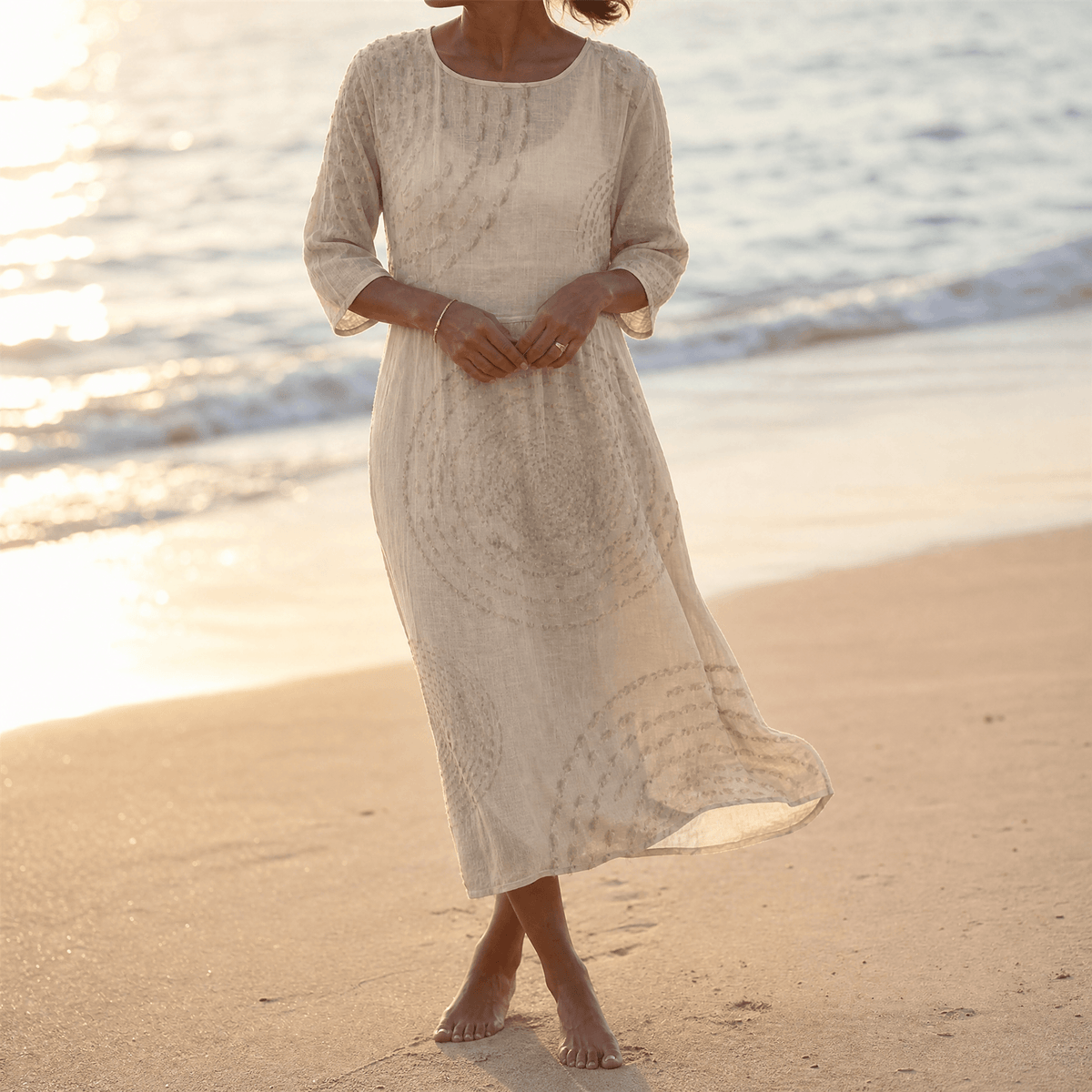 Tessara | Embossed Texture Midi Dress