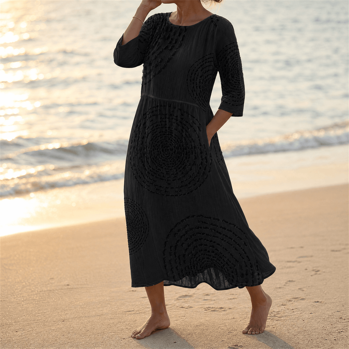 Tessara | Embossed Texture Midi Dress