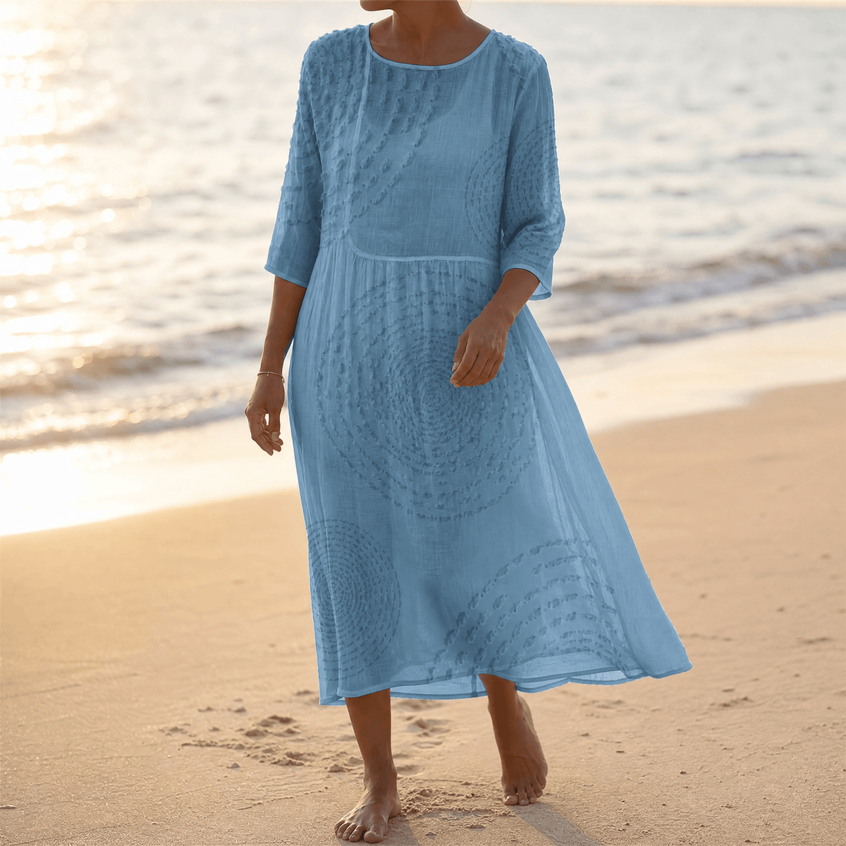 Tessara | Embossed Texture Midi Dress