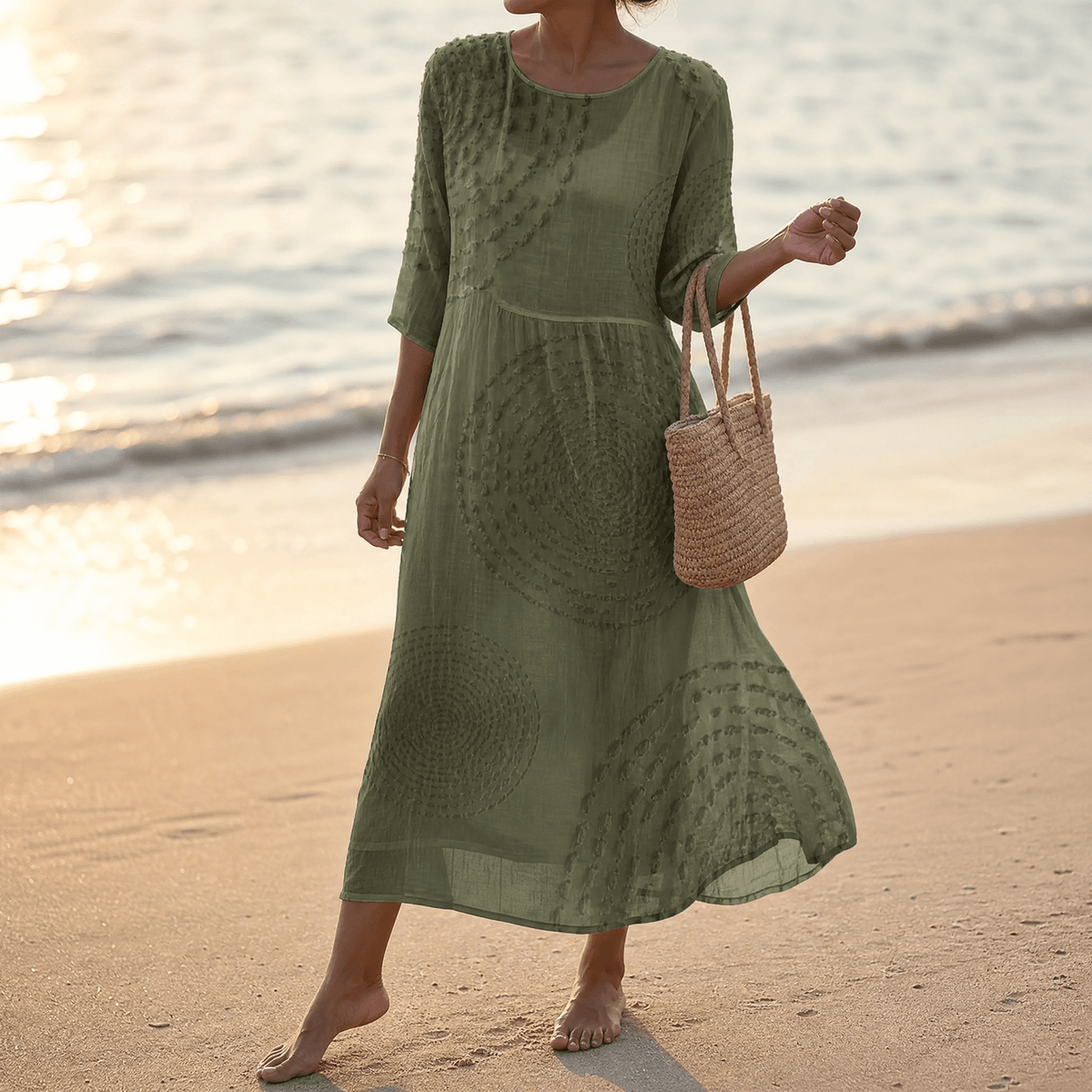 Tessara | Embossed Texture Midi Dress