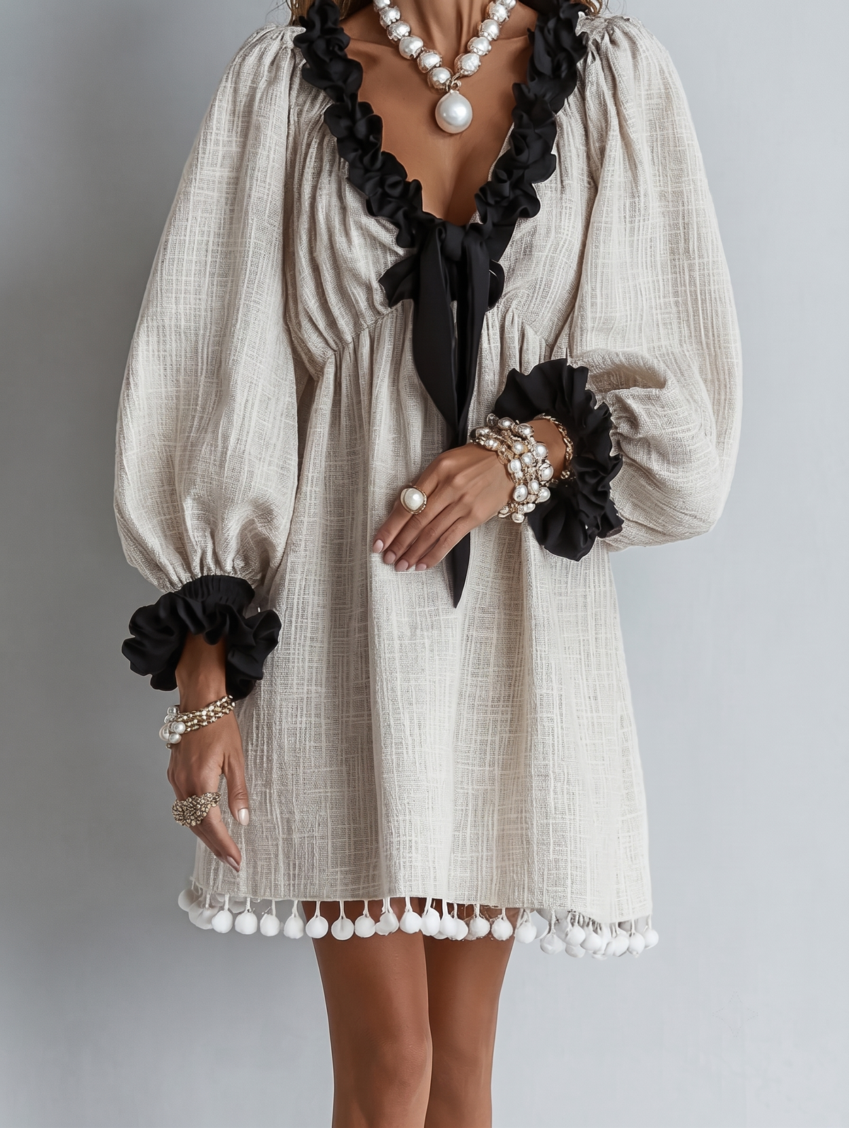 Anneliese | Ruffle-Trim Mini Dress