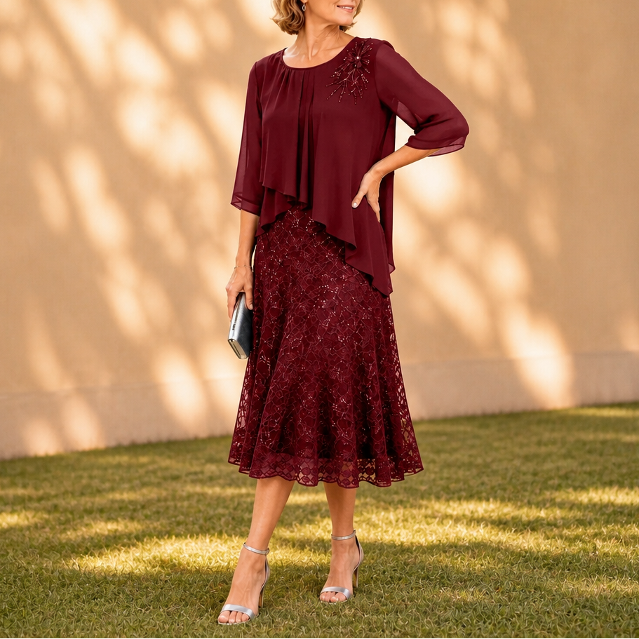 Elavine | Lace Overlay Dress