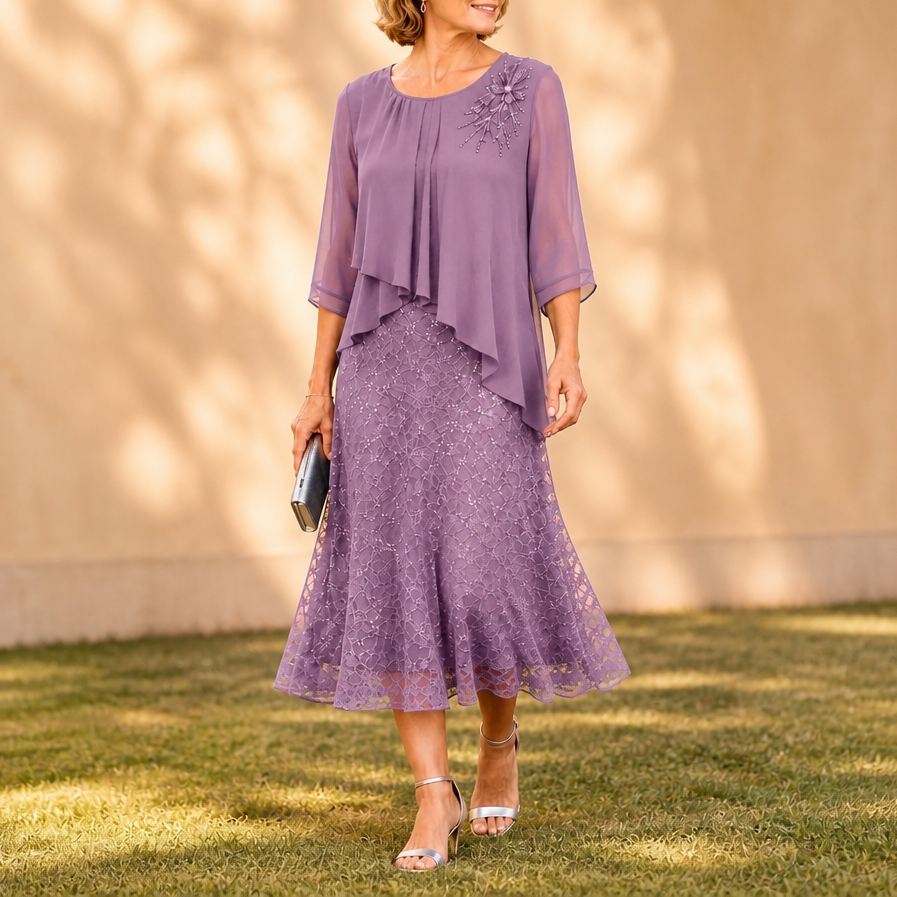 Elavine | Lace Overlay Dress