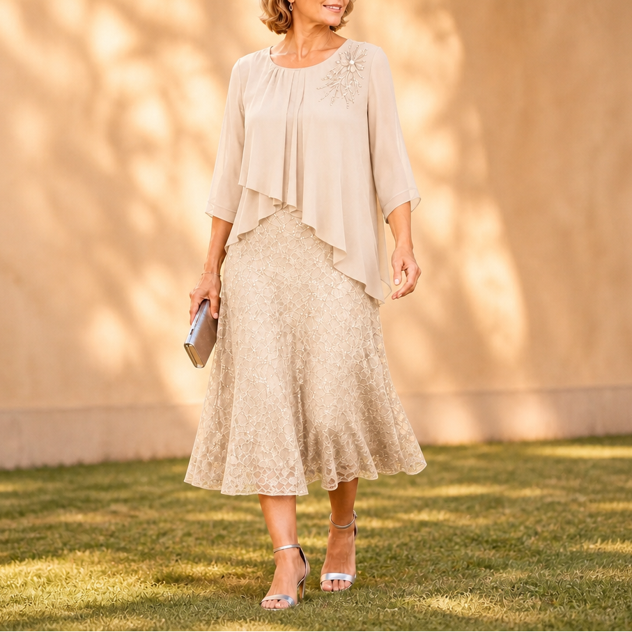 Elavine | Lace Overlay Dress