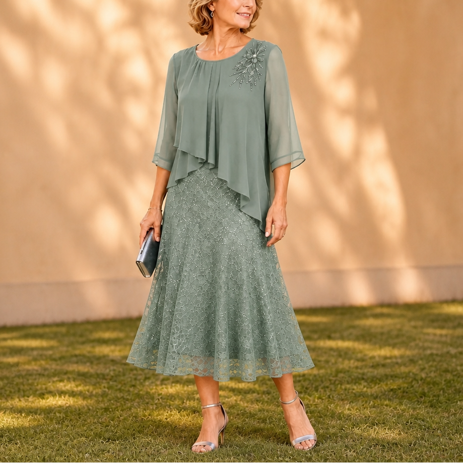 Elavine | Lace Overlay Dress