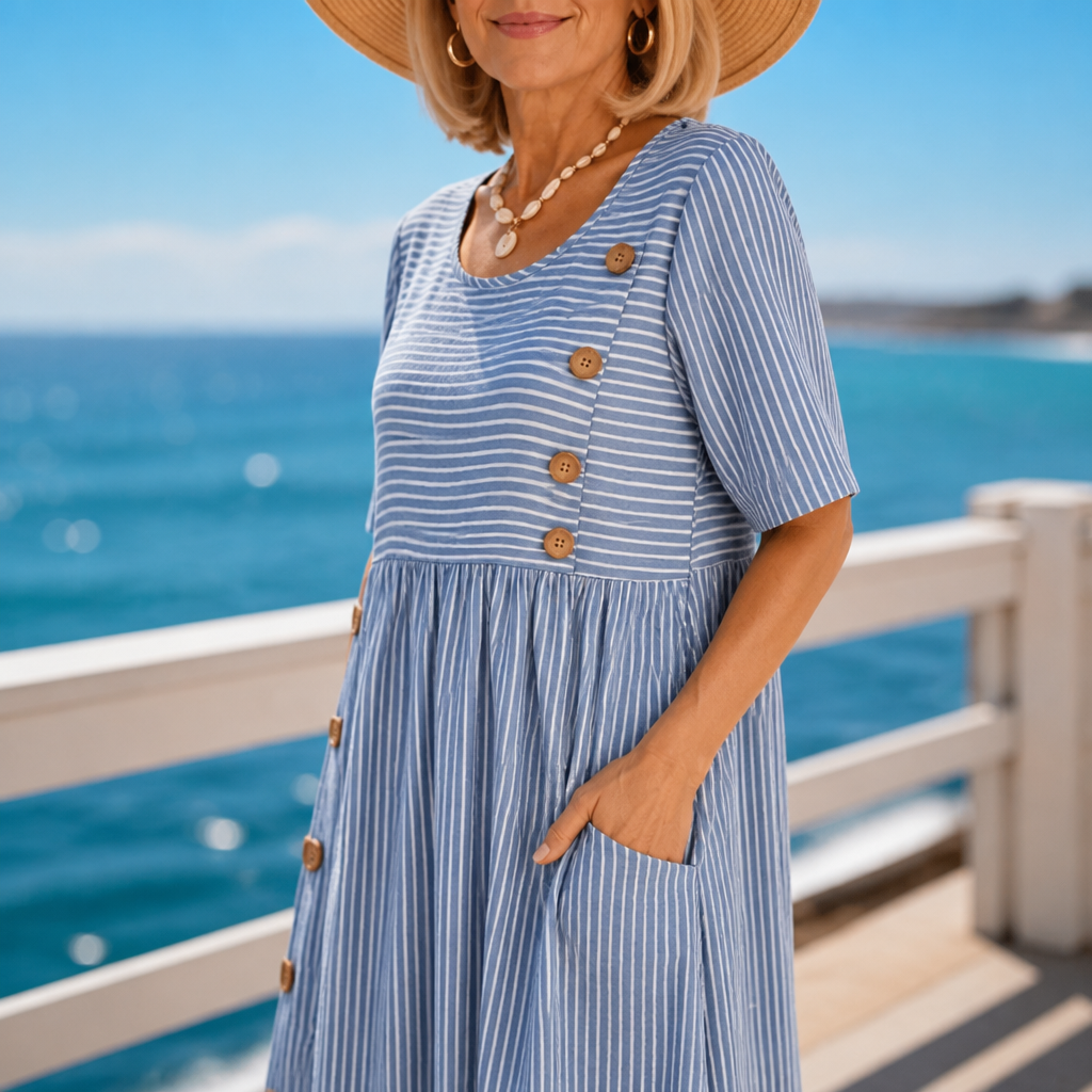 Marina | Striped Pocket Midi Dress