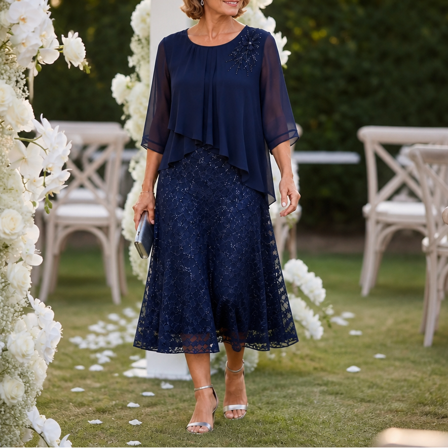 Elavine | Lace Overlay Dress