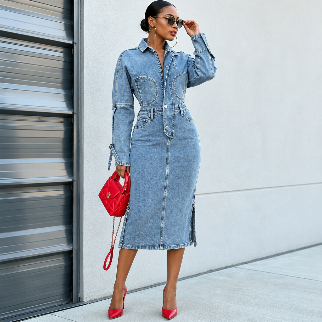 Wearbella | Half-Zip Collared Midi Dress